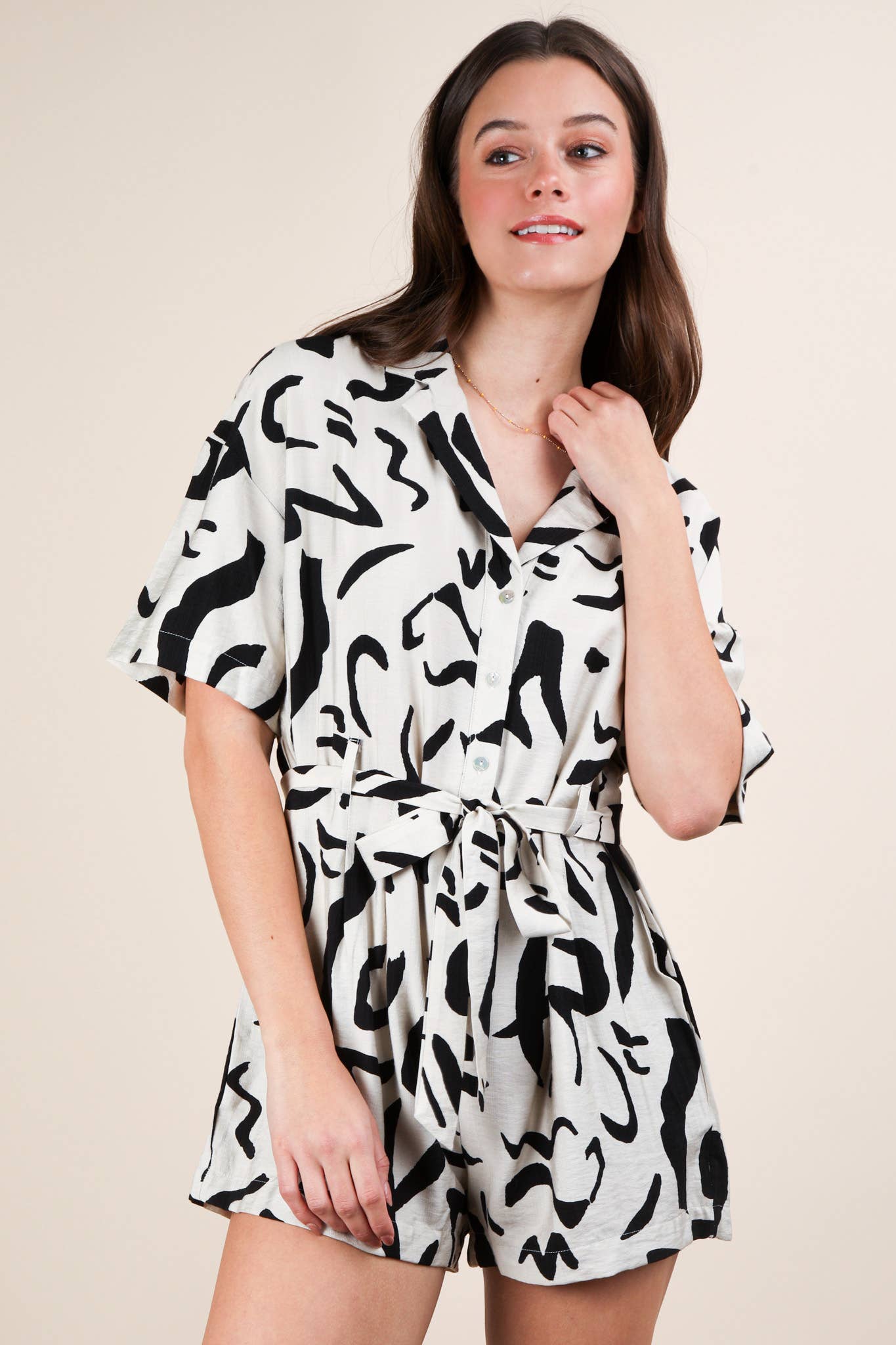 Oversized Printed Button Down Resort Romper