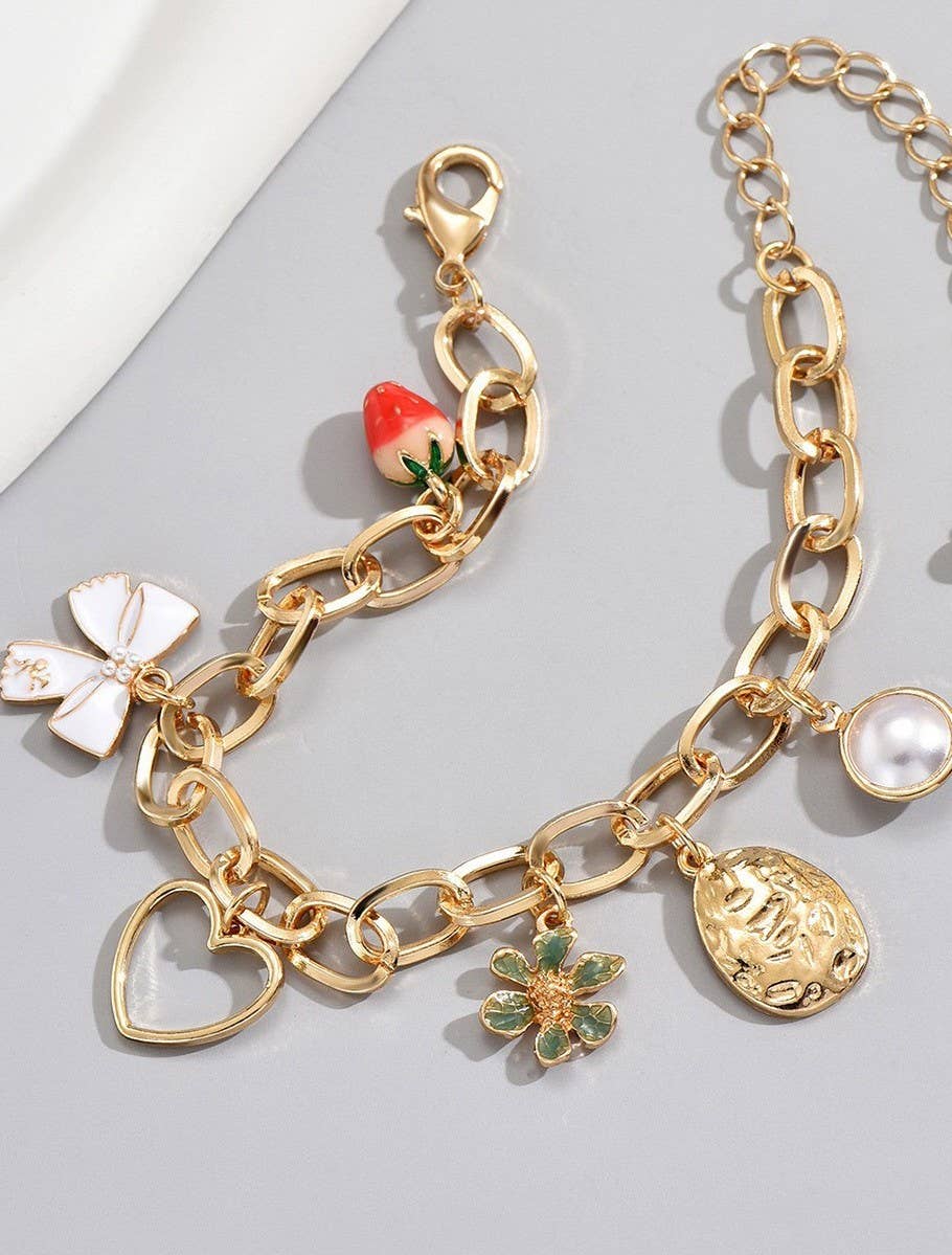 Strawberry Bow Bracelet : GOLD