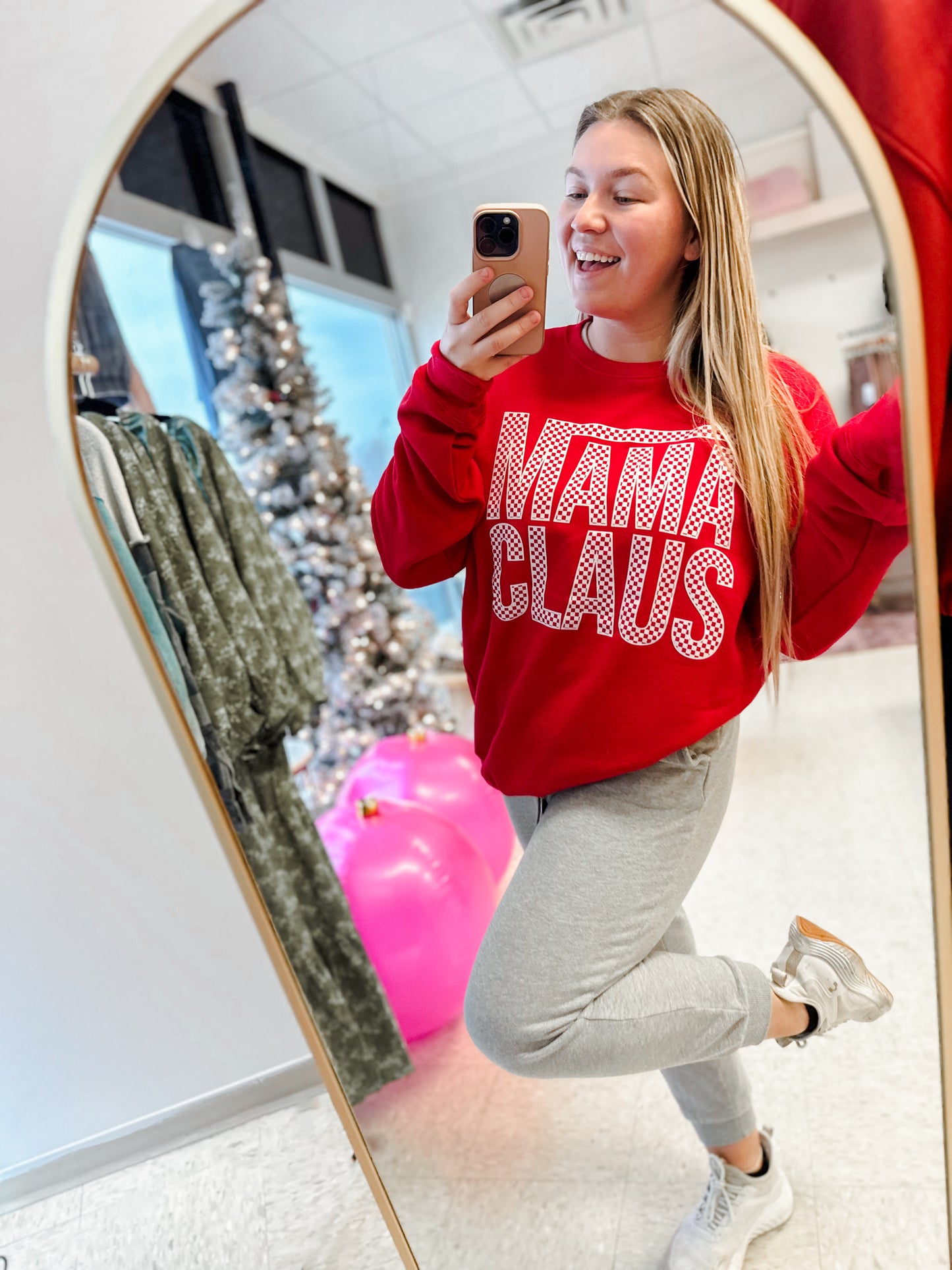 Mama Claus Checkered Crewneck