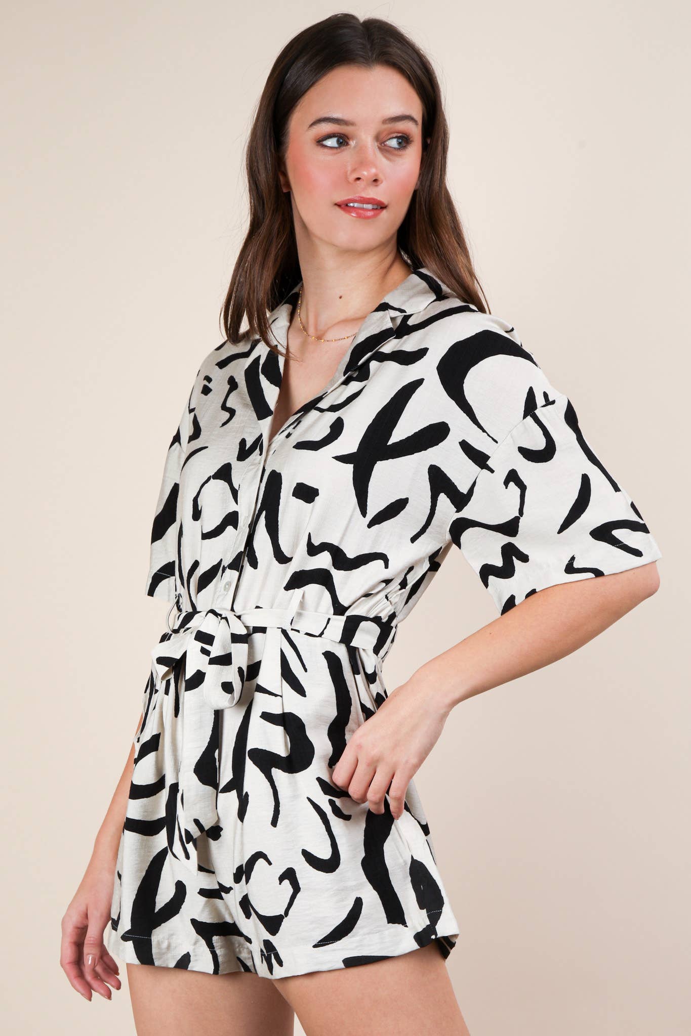 Oversized Printed Button Down Resort Romper