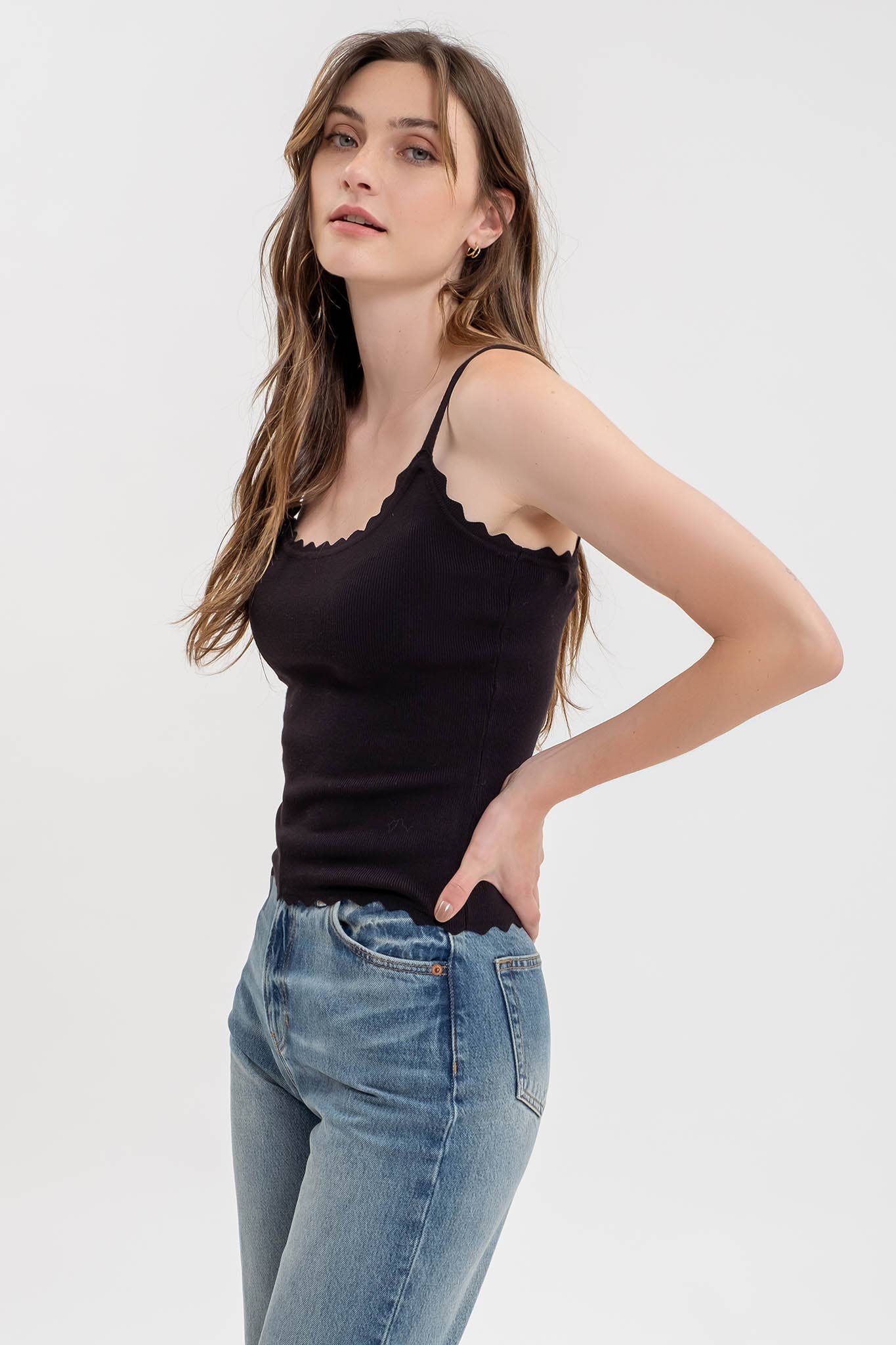 Black Scalloped Cami