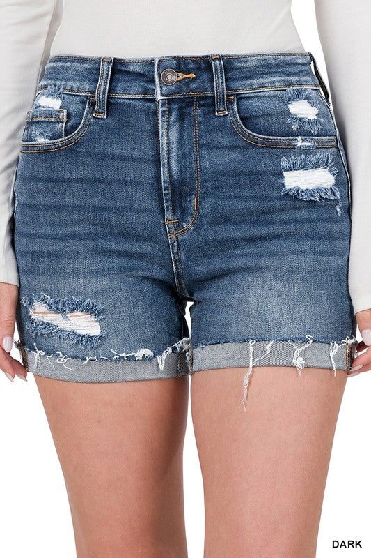 Cuffed Denim Shorts