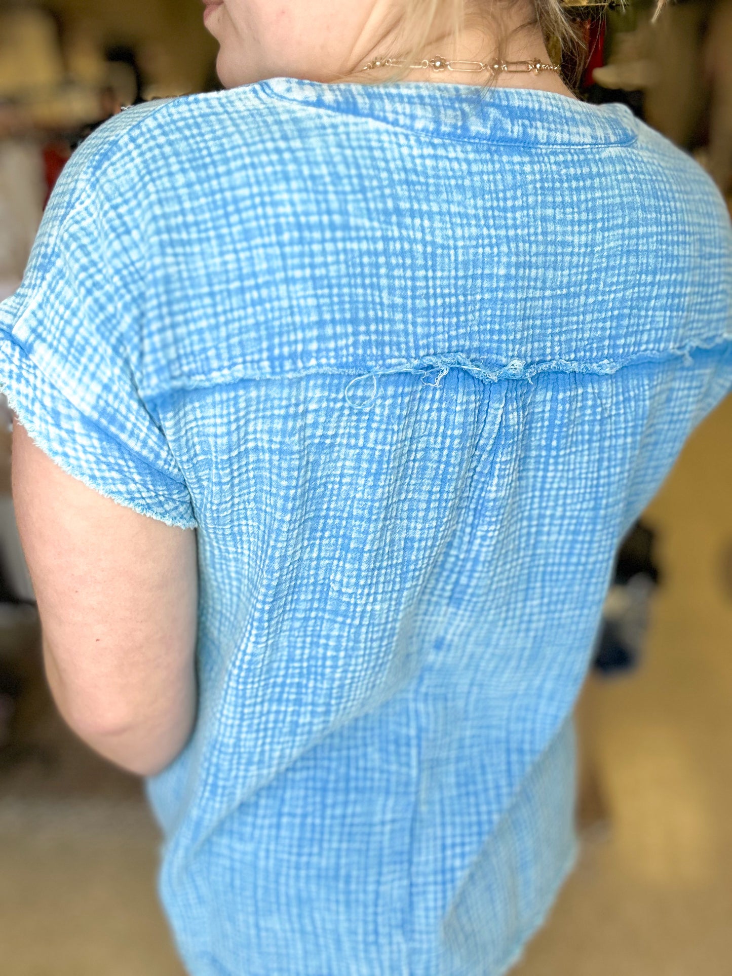 Deep Sky Washed Gauze Top