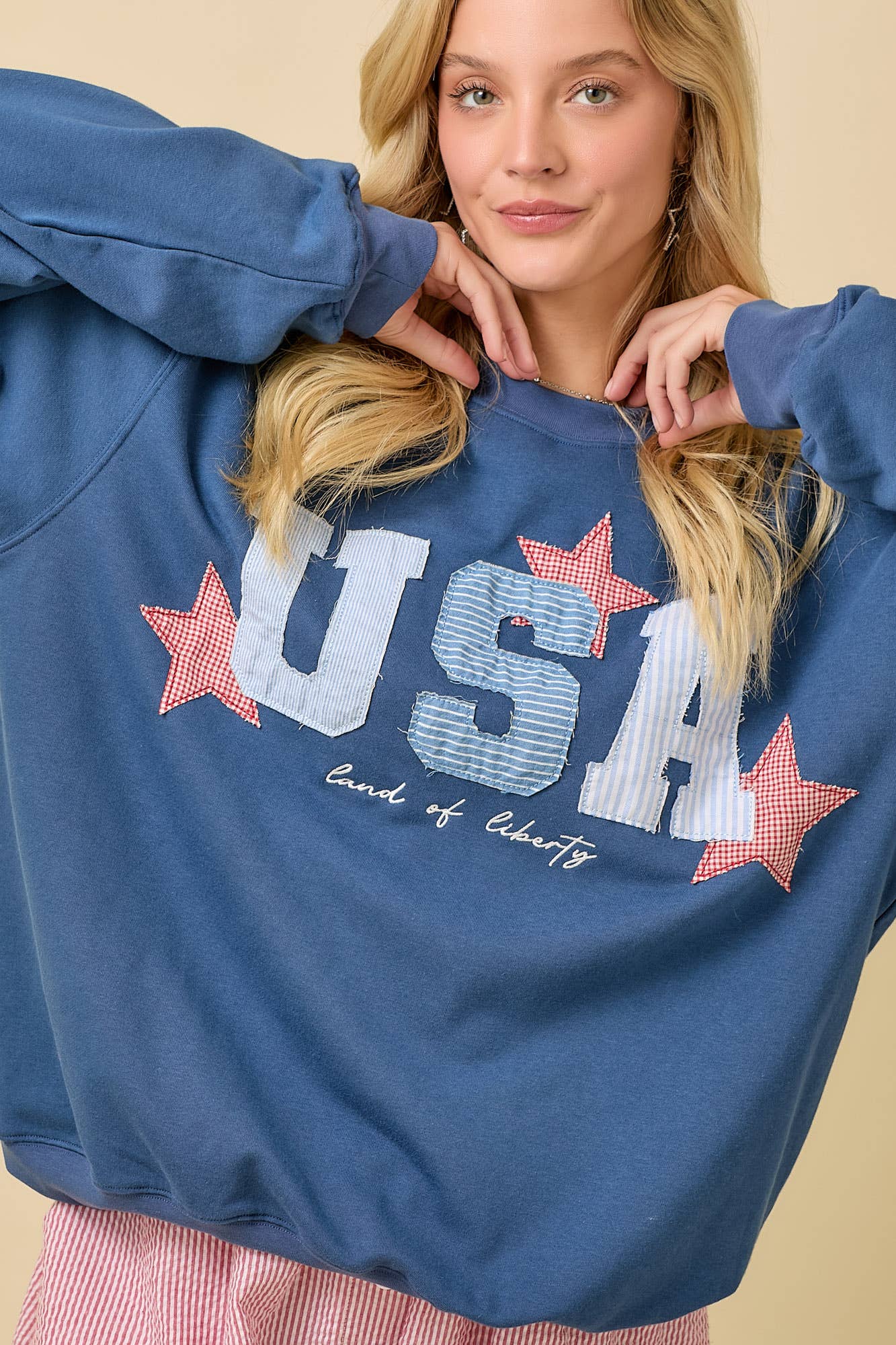 USA Patchwork Oversized Crewneck