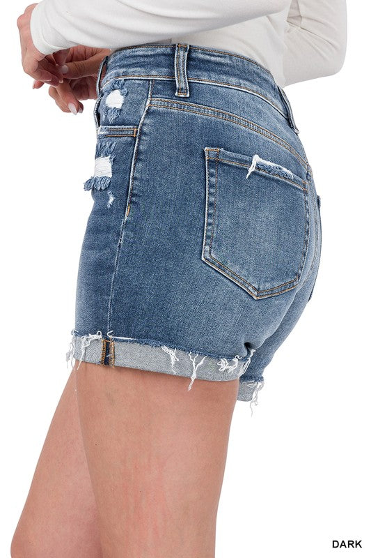 Cuffed Denim Shorts