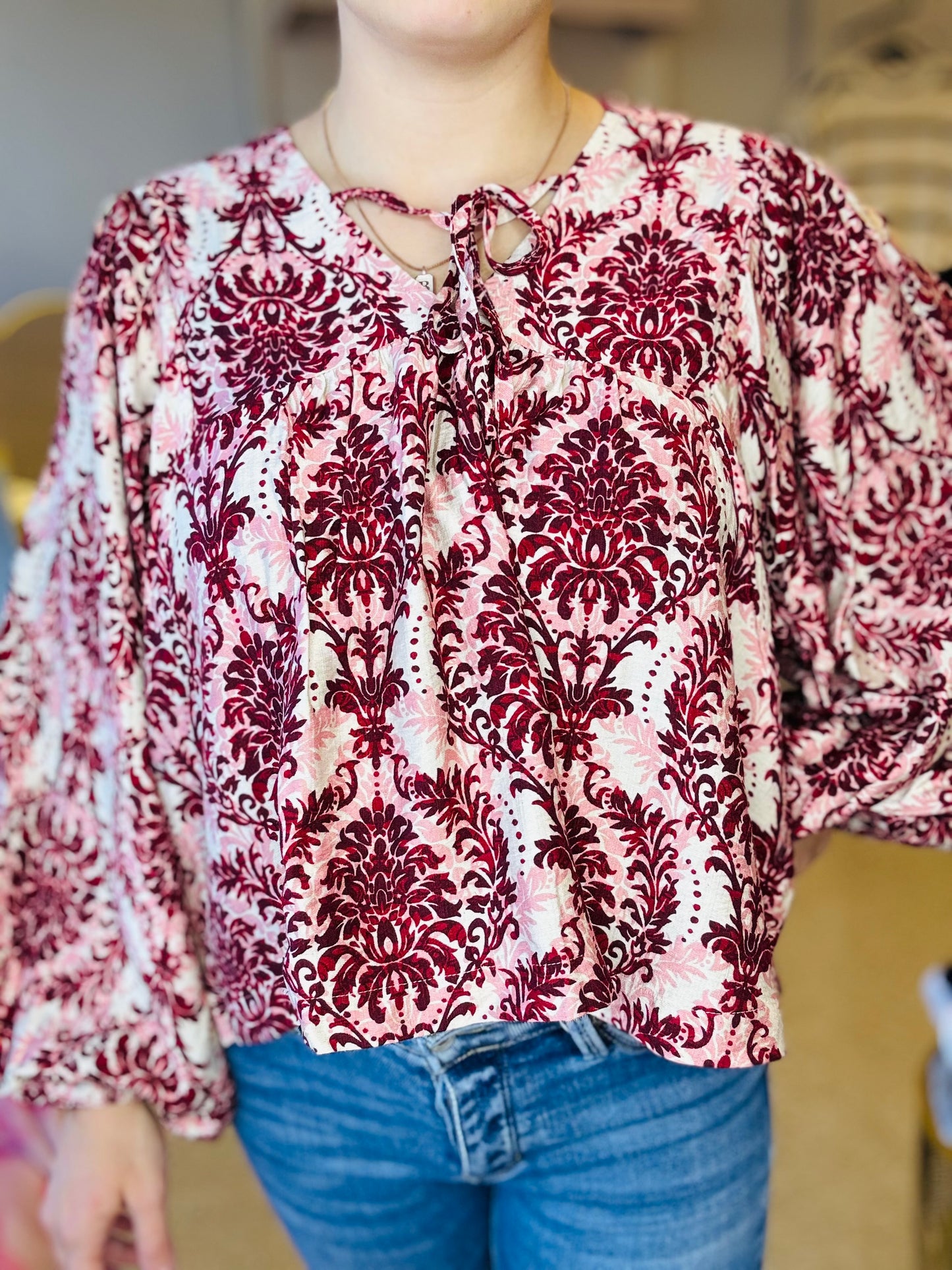 Crimson Blooms Blouse