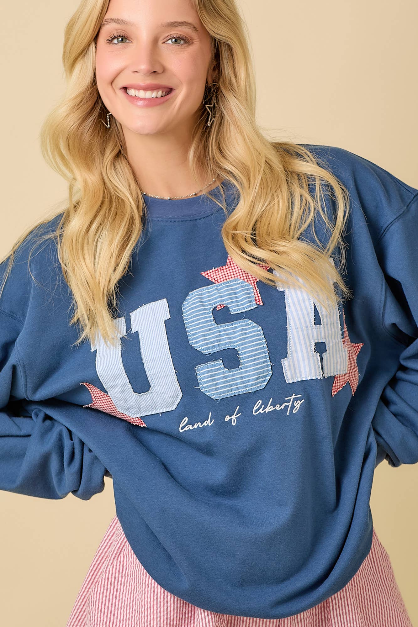 USA Patchwork Oversized Crewneck