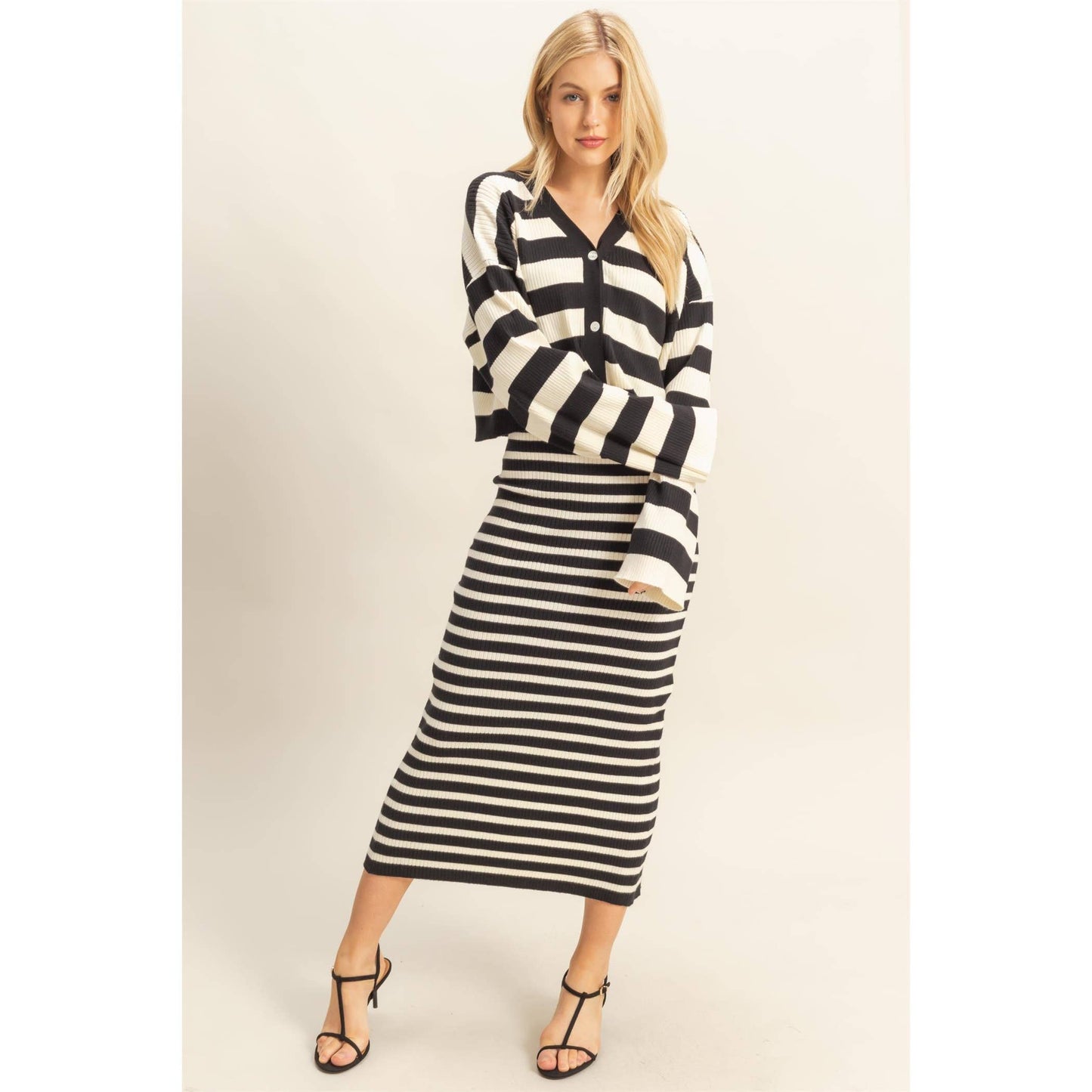 Striped Sweater Cardigan/Dress Set