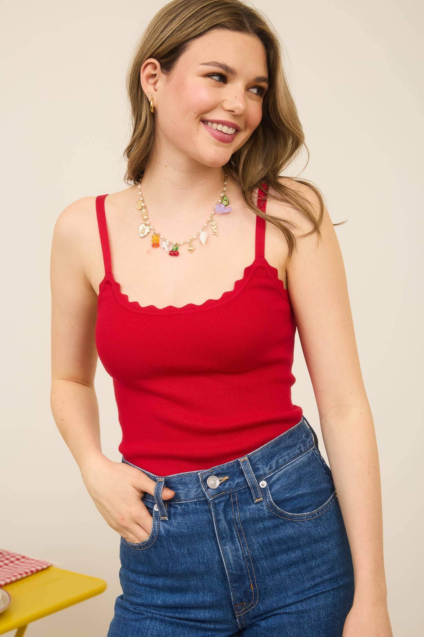 Red Scalloped Cami