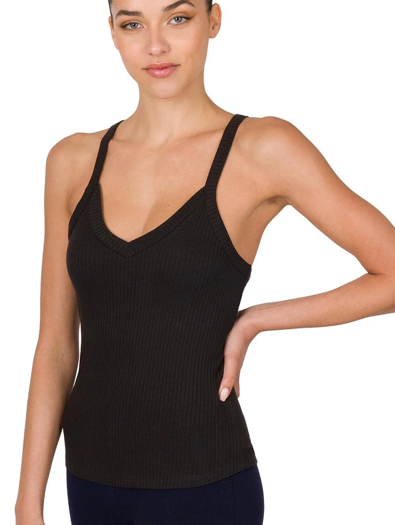 Zenana Ribbed Cami - Black