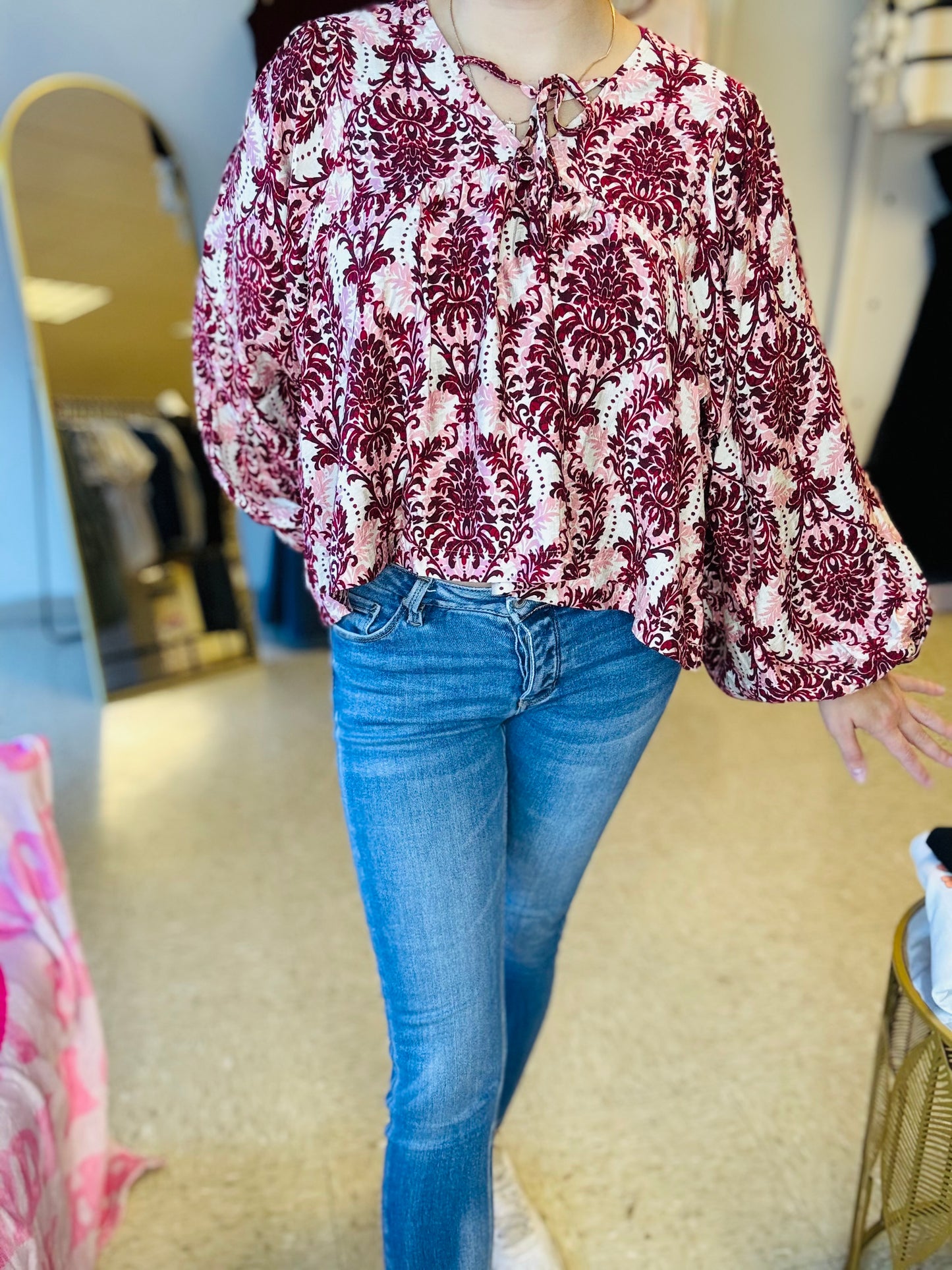 Crimson Blooms Blouse