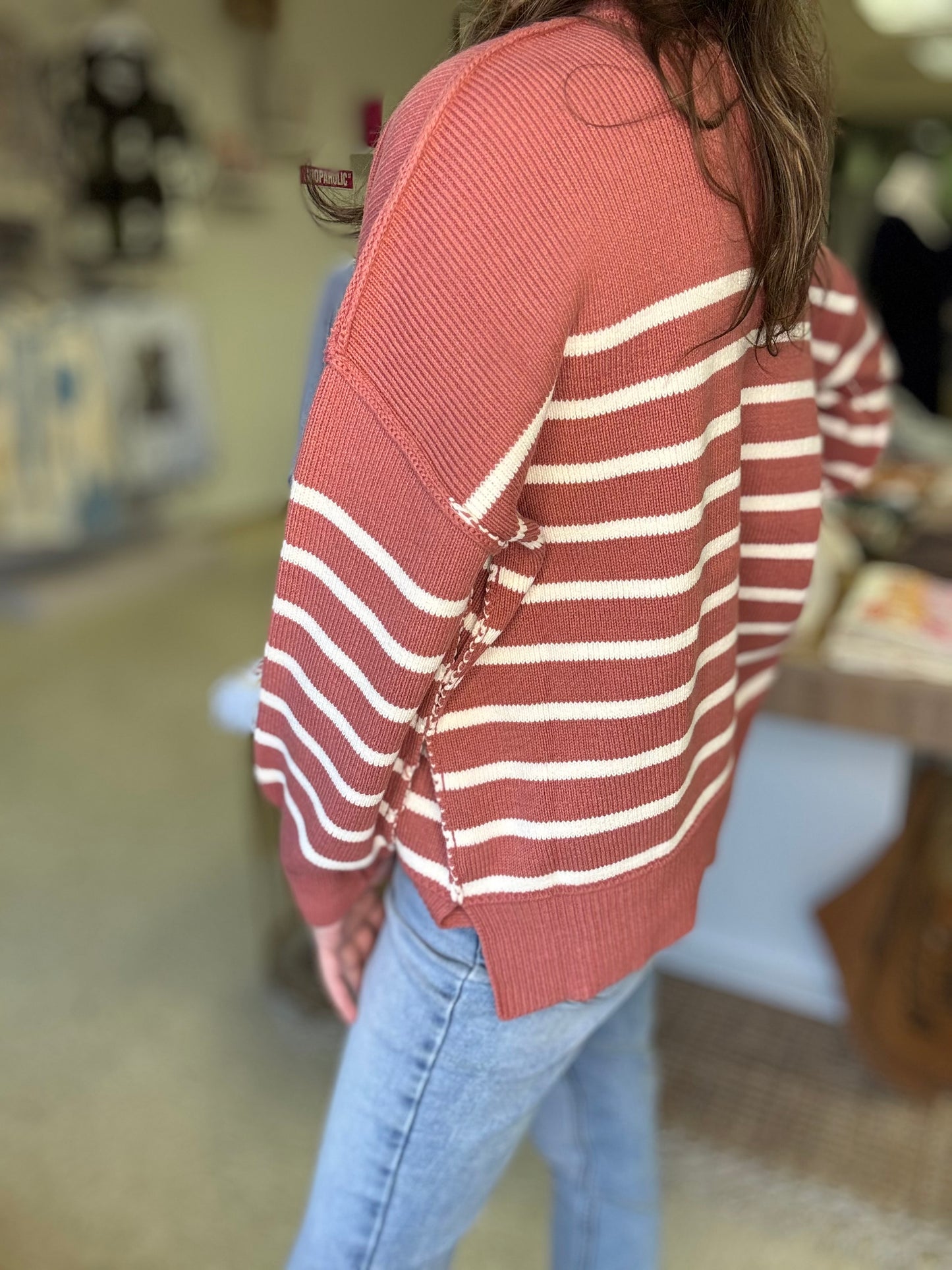 Winter Rose – Falling Lines Striped Sweater