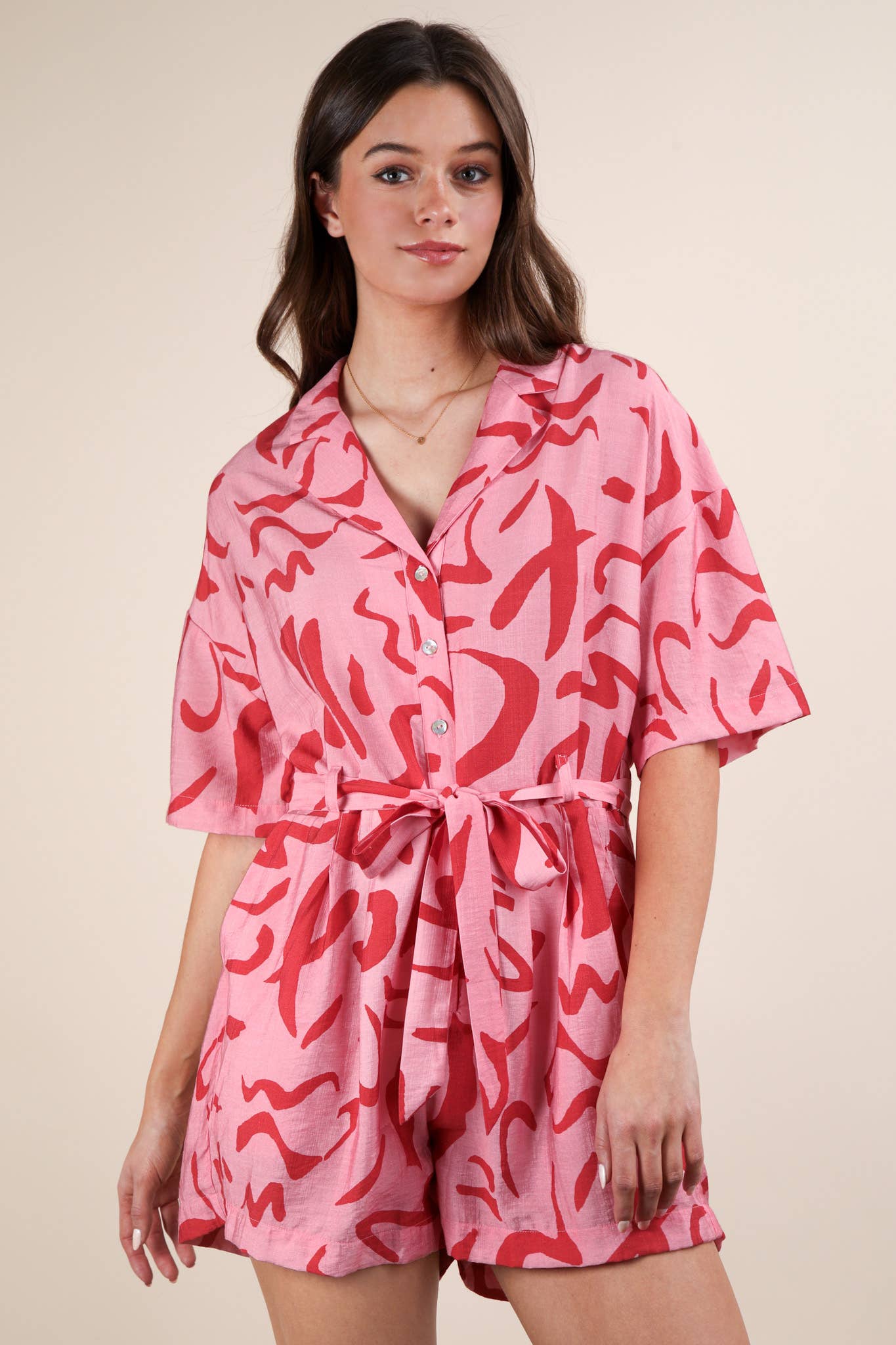 Oversized Printed Button Down Resort Romper