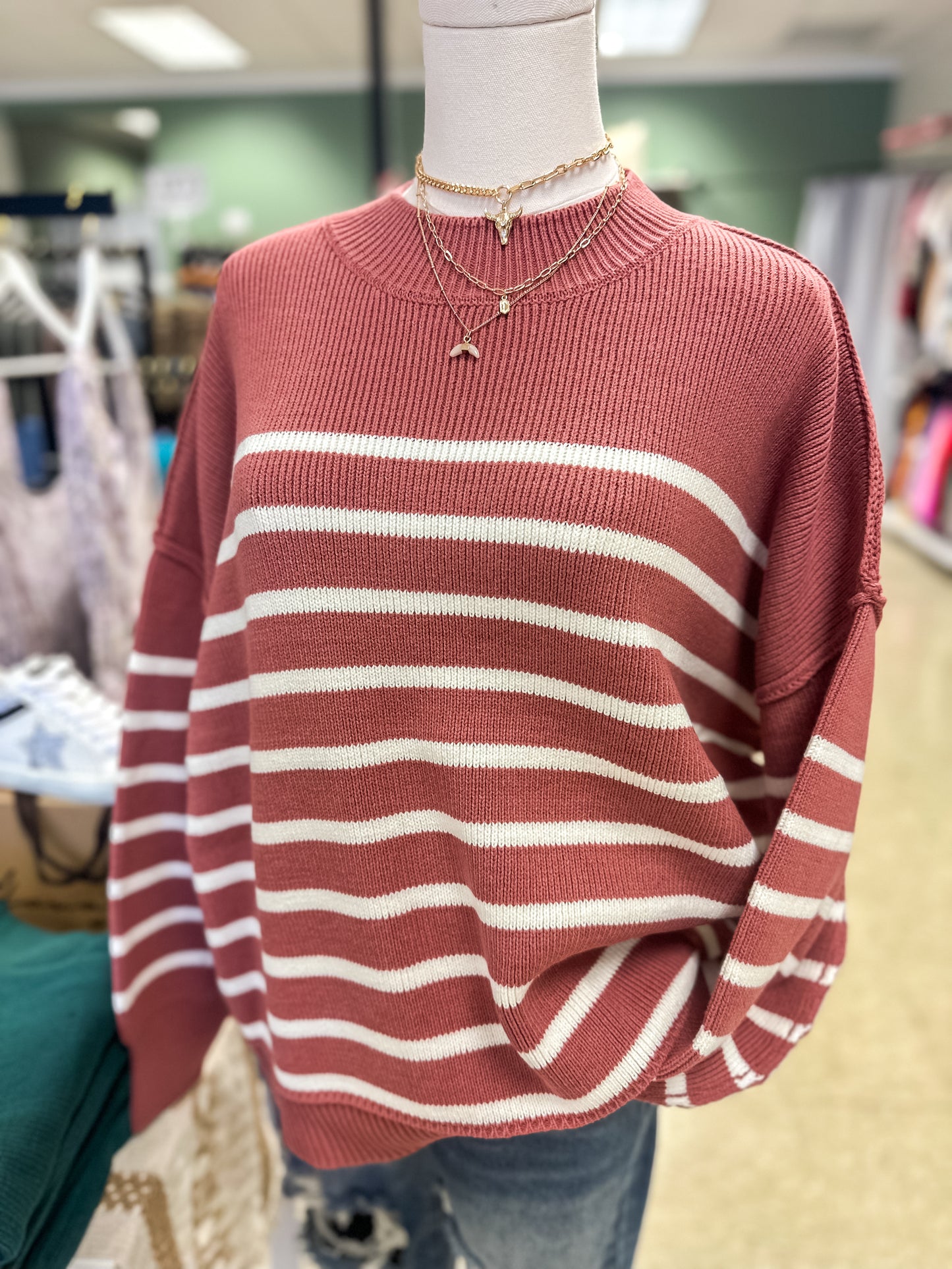 Winter Rose – Falling Lines Striped Sweater