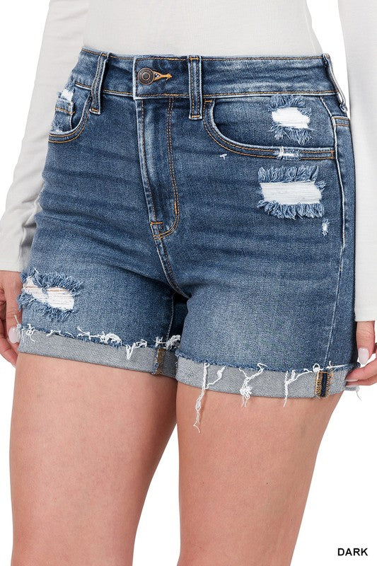 Cuffed Denim Shorts