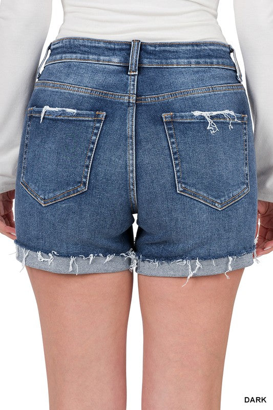 Cuffed Denim Shorts