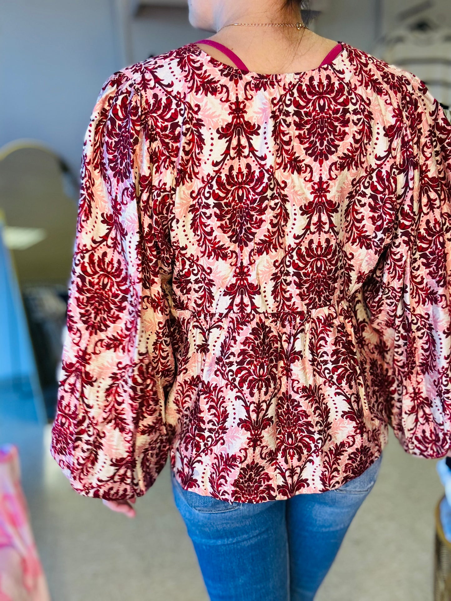 Crimson Blooms Blouse