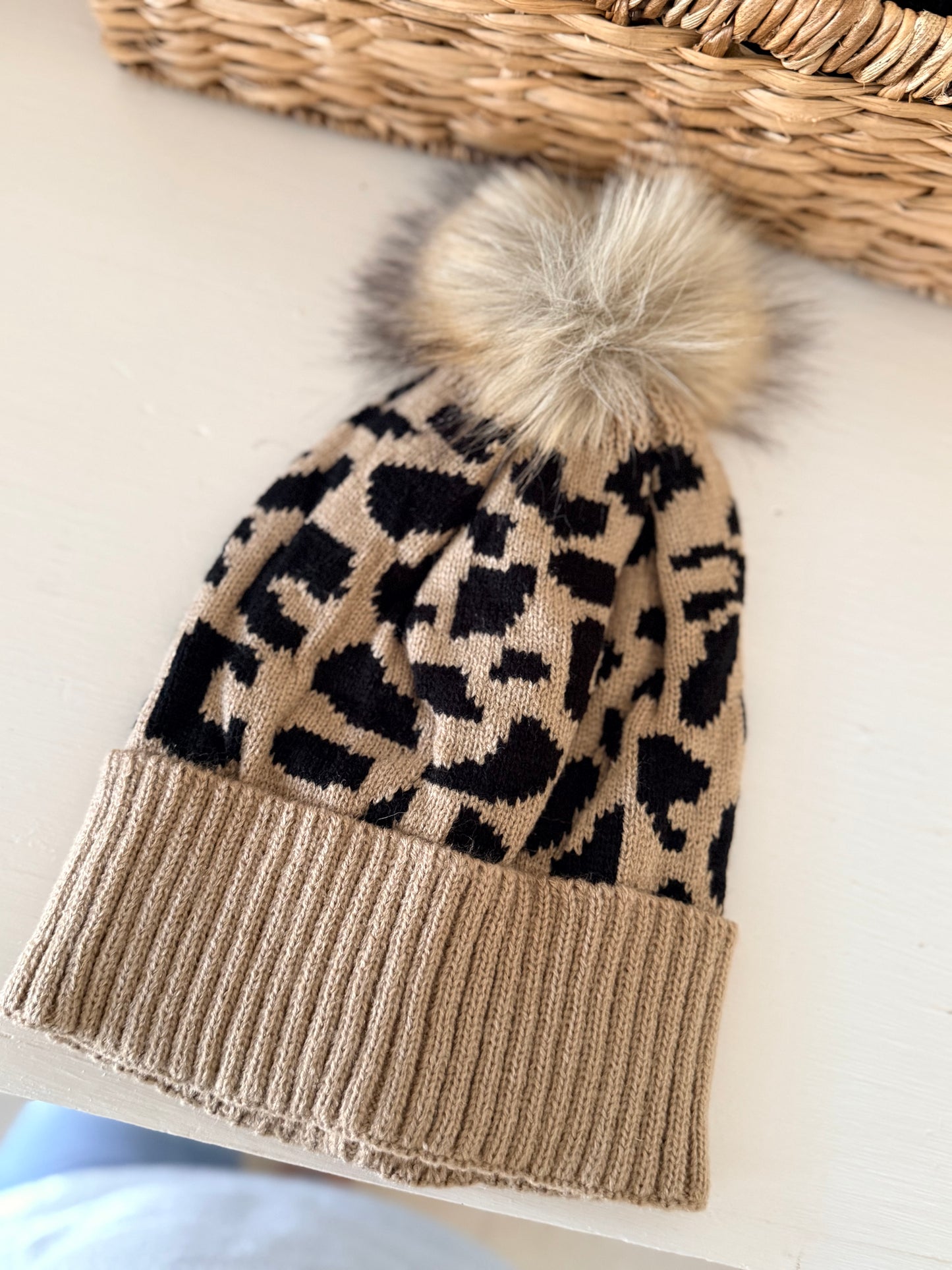 Tan Leopard Beanie