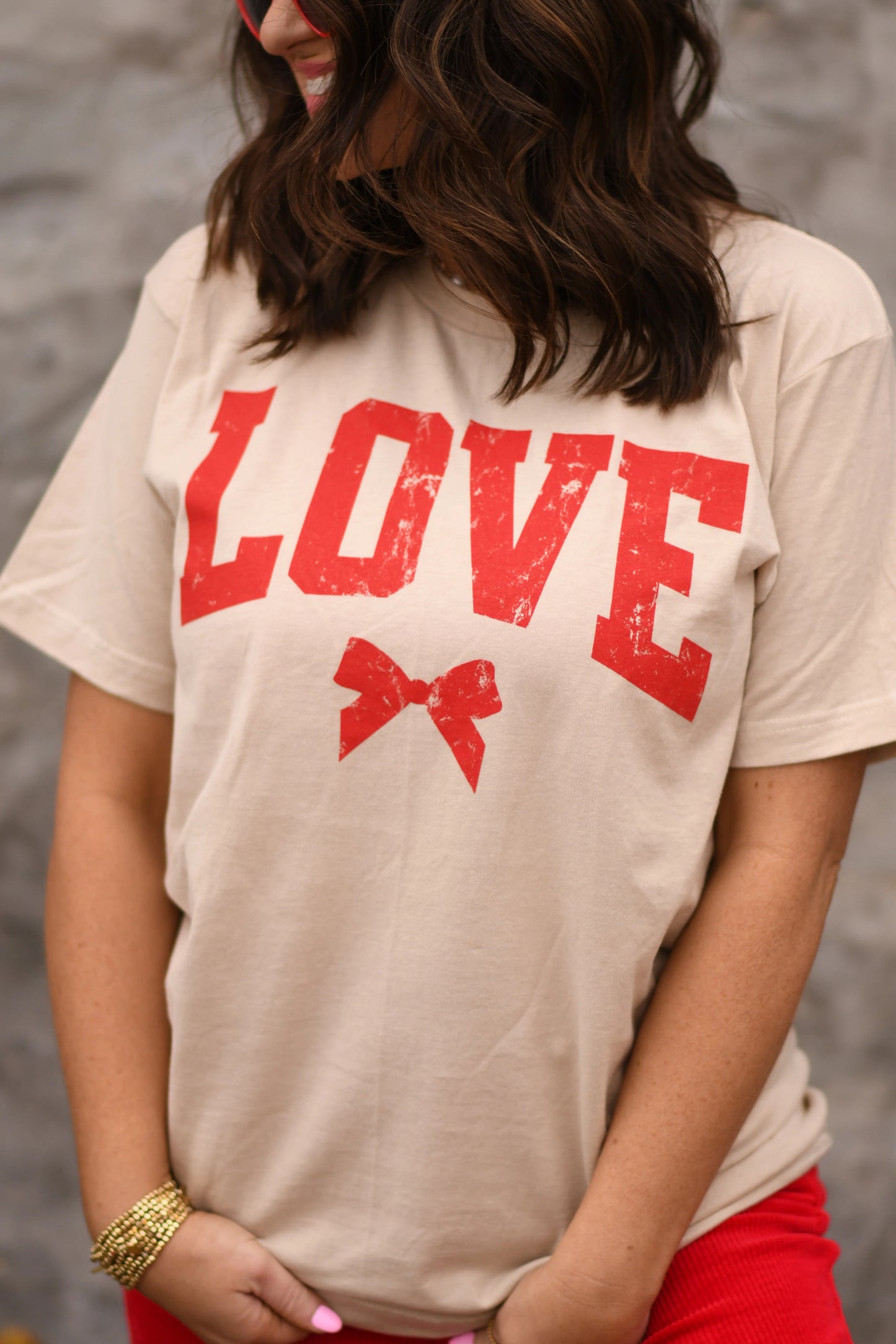 Distressed Love Bow Graphic Tee