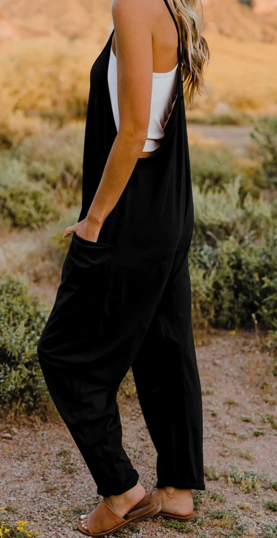 Double Take V-Neck Sleeveless Jumpsuit with Pocket