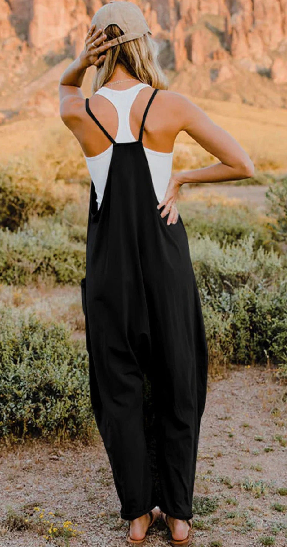 Double Take V-Neck Sleeveless Jumpsuit with Pocket