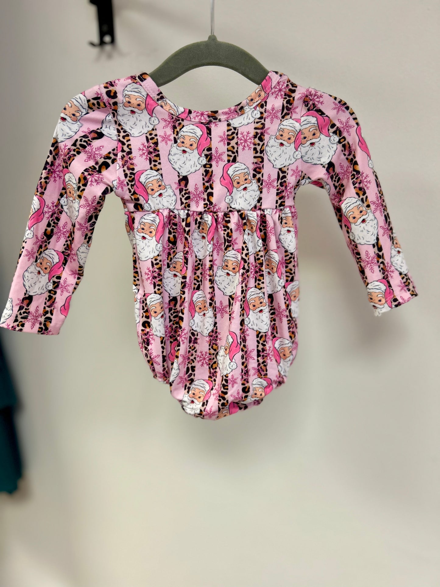 Pink Leopard Santa Romper