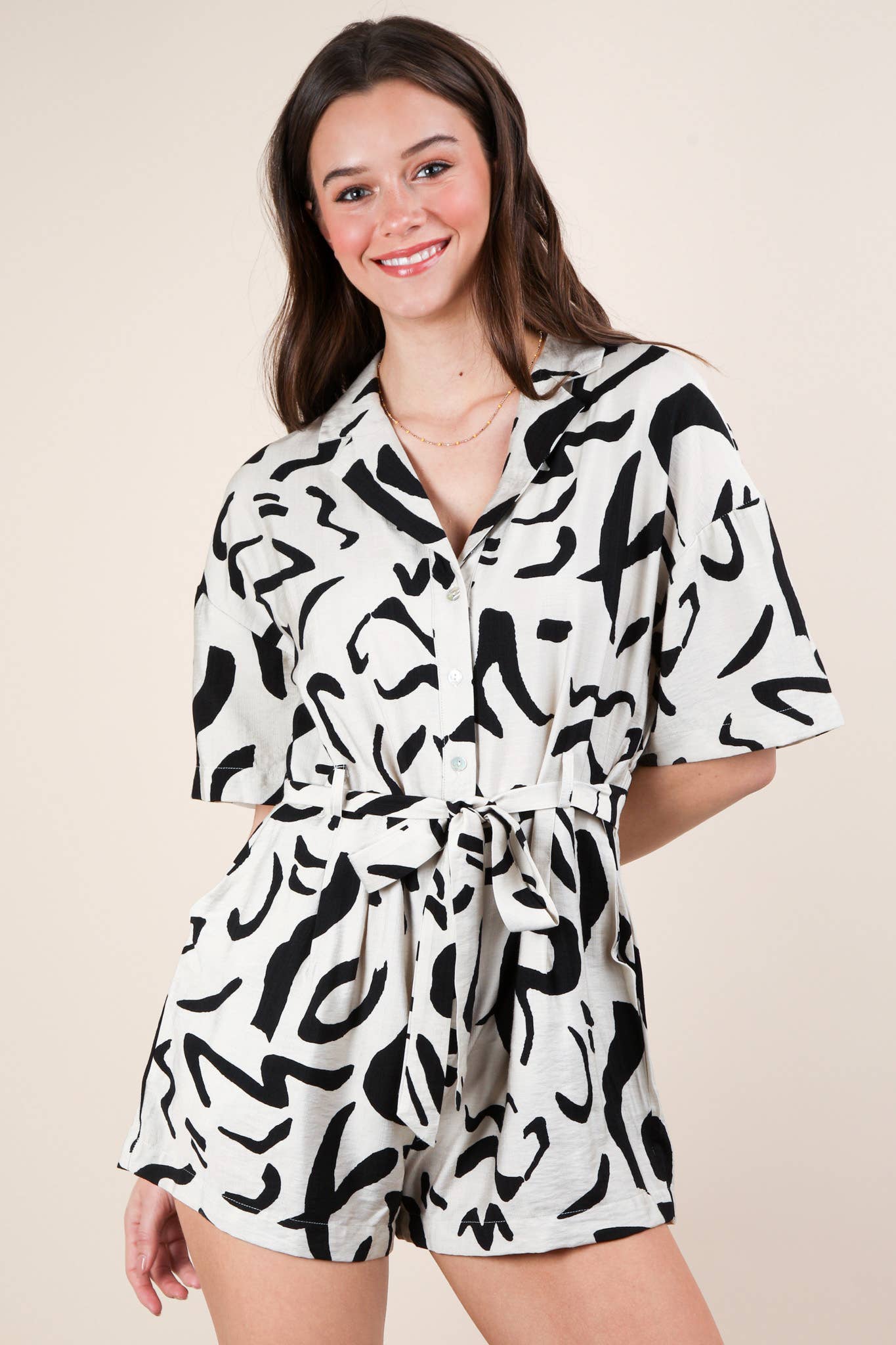 Oversized Printed Button Down Resort Romper