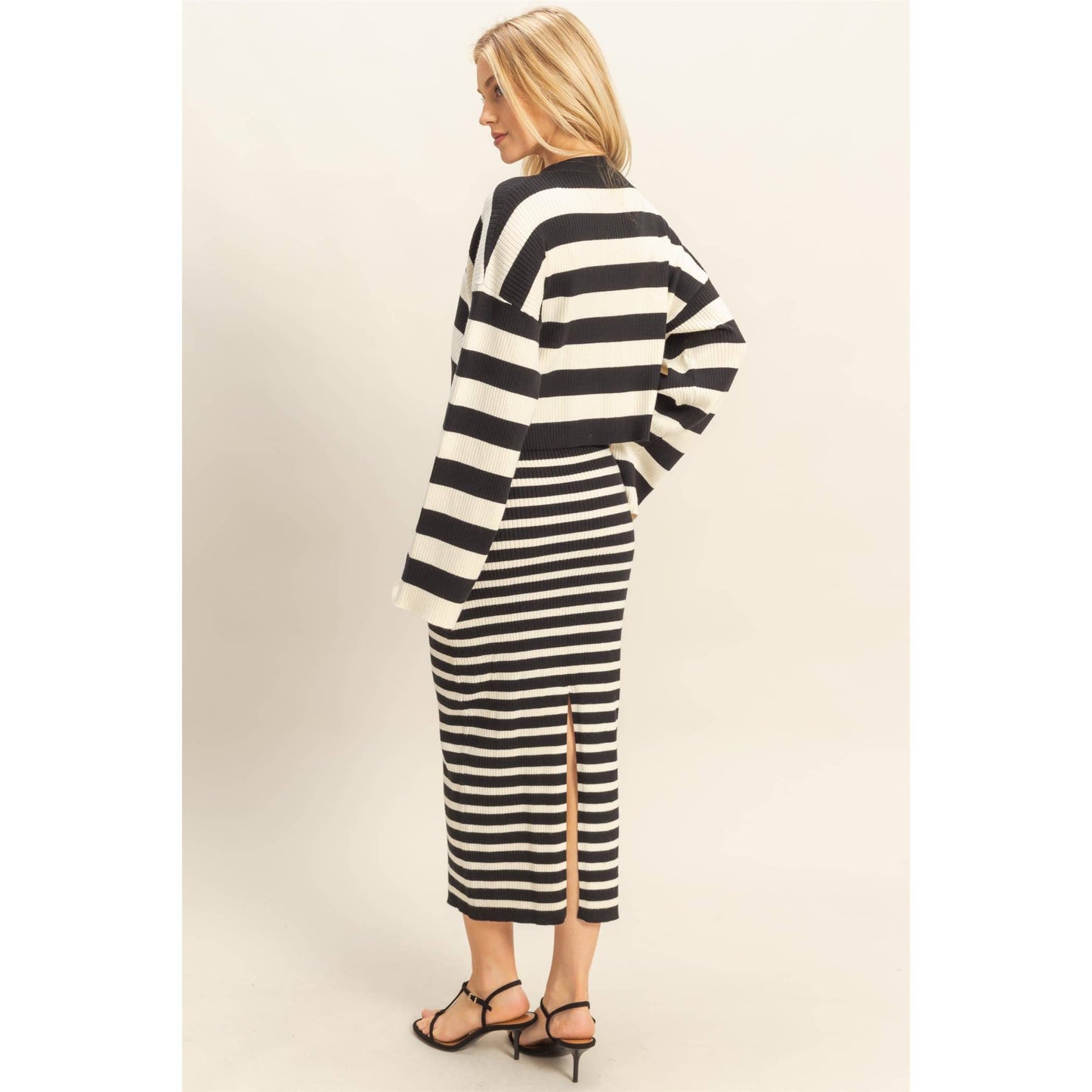 Striped Sweater Cardigan/Dress Set
