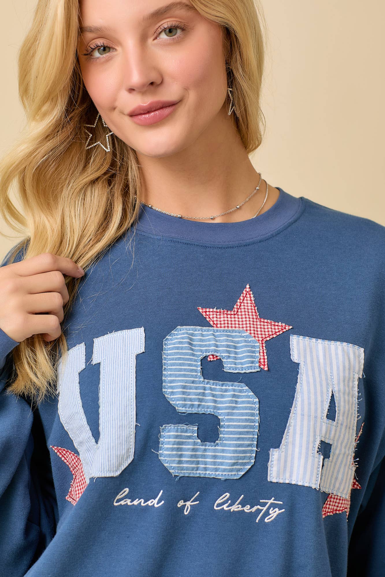 USA Patchwork Oversized Crewneck
