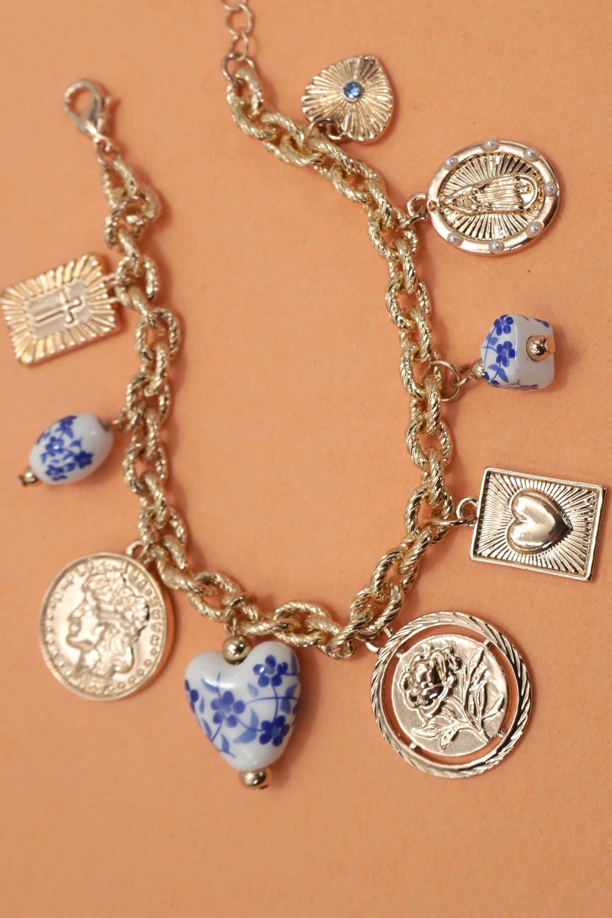 BLUE CERAMIC PORCELAIN COIN: Gold