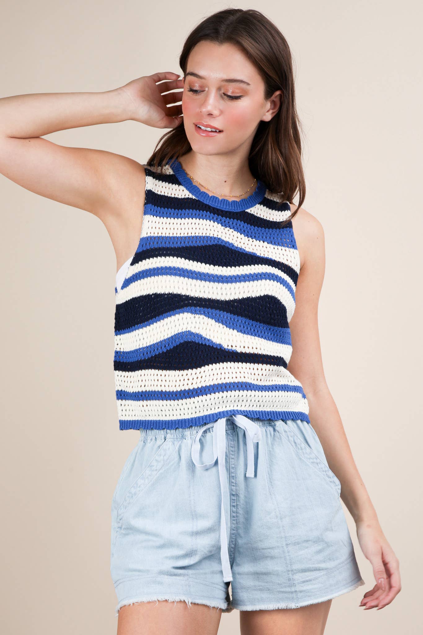 Stripe Knit Crop Sweater Top