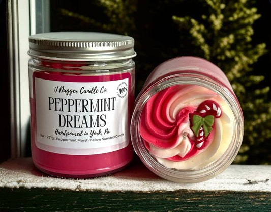 8oz. Peppermint Dream Holiday Dessert Soy Candle
