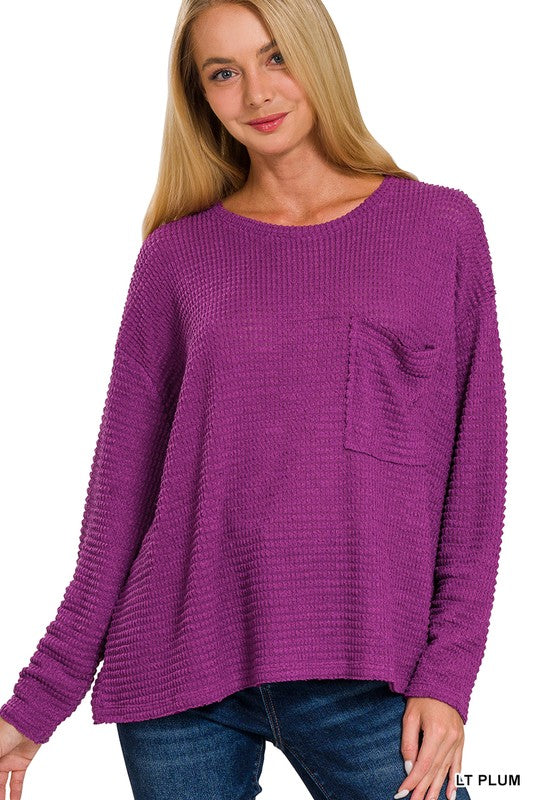Plum Perfect Waffle Knit Top