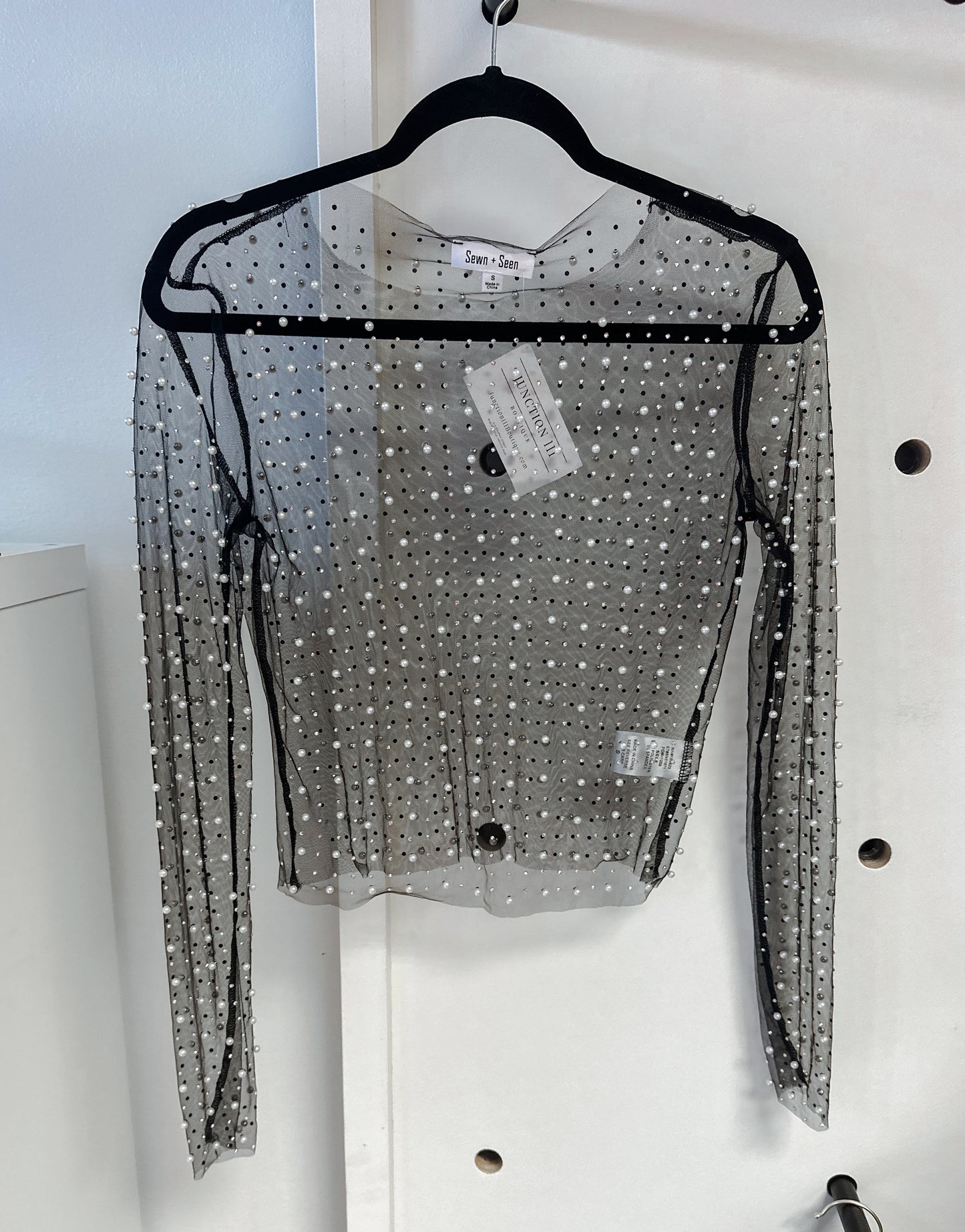 Sheer Studded Top - Black