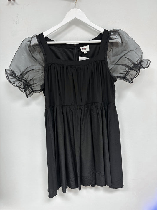 Bibi Puff Sleeve Black Dress