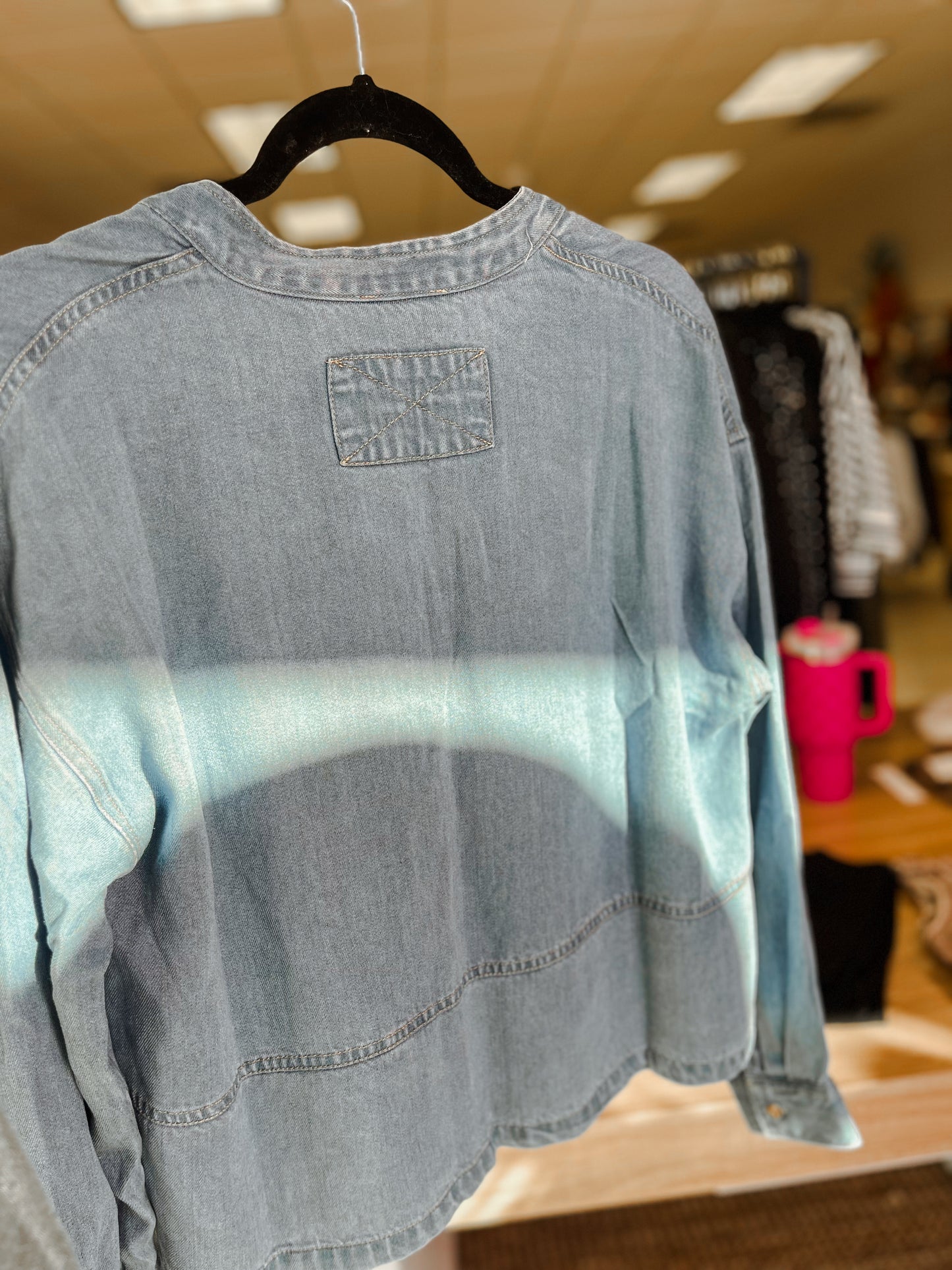 Denim Split Neck