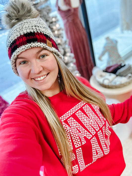 Red Plaid Beanie
