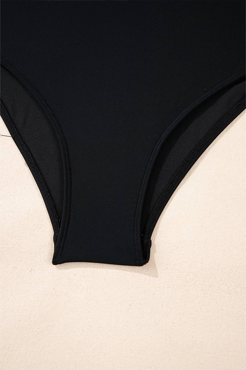 Colorblock Edge Belted High Waist One Piece Swimsuit: Black / Missy / S
