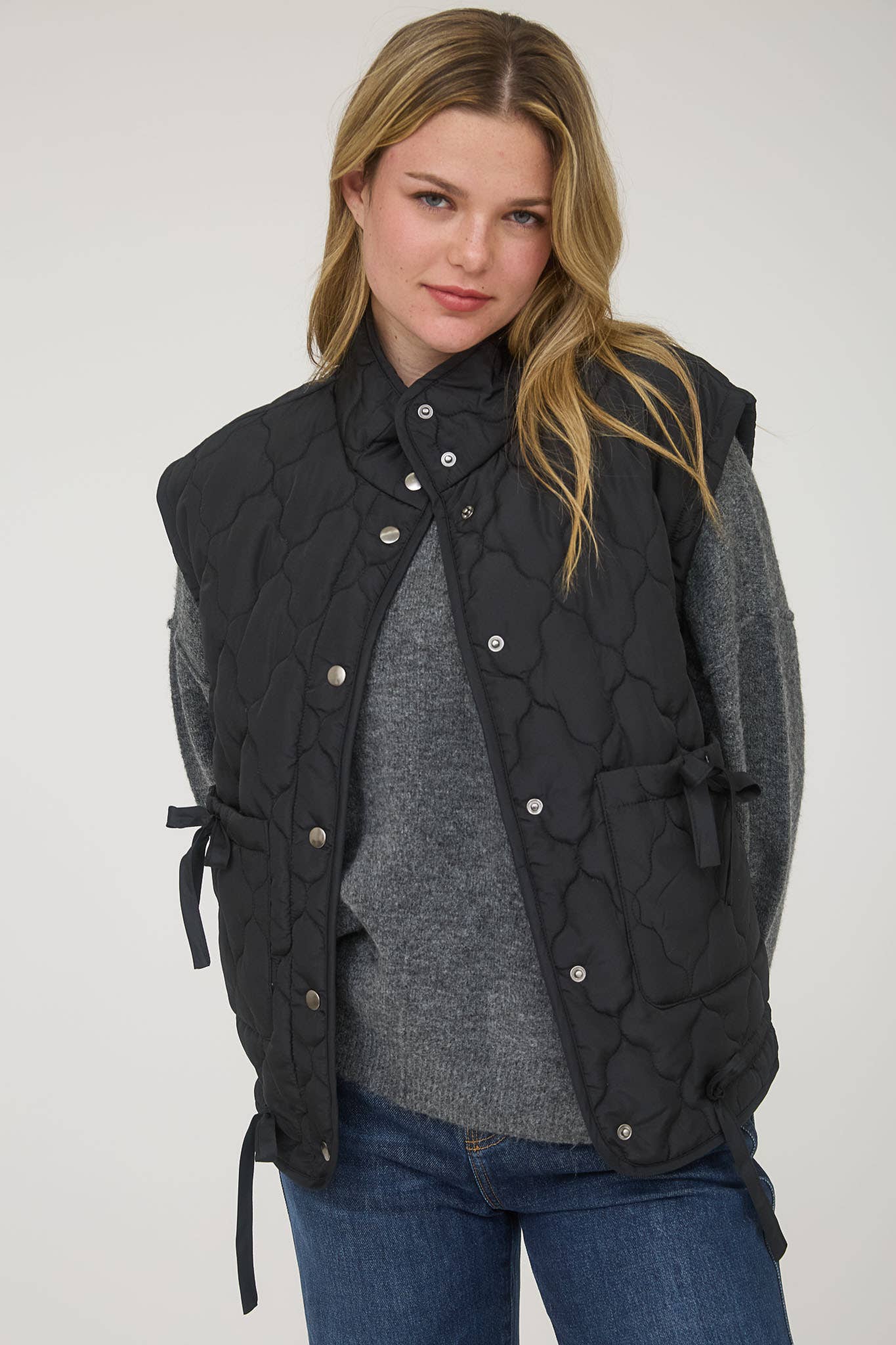 The Emerson Quilted Vest Black