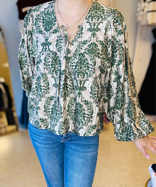 Evergreen Blooms Blouse