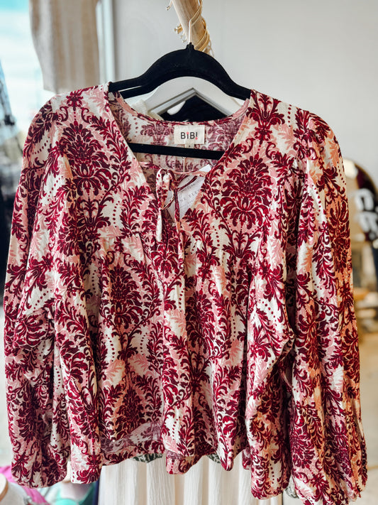 Crimson Blooms Blouse