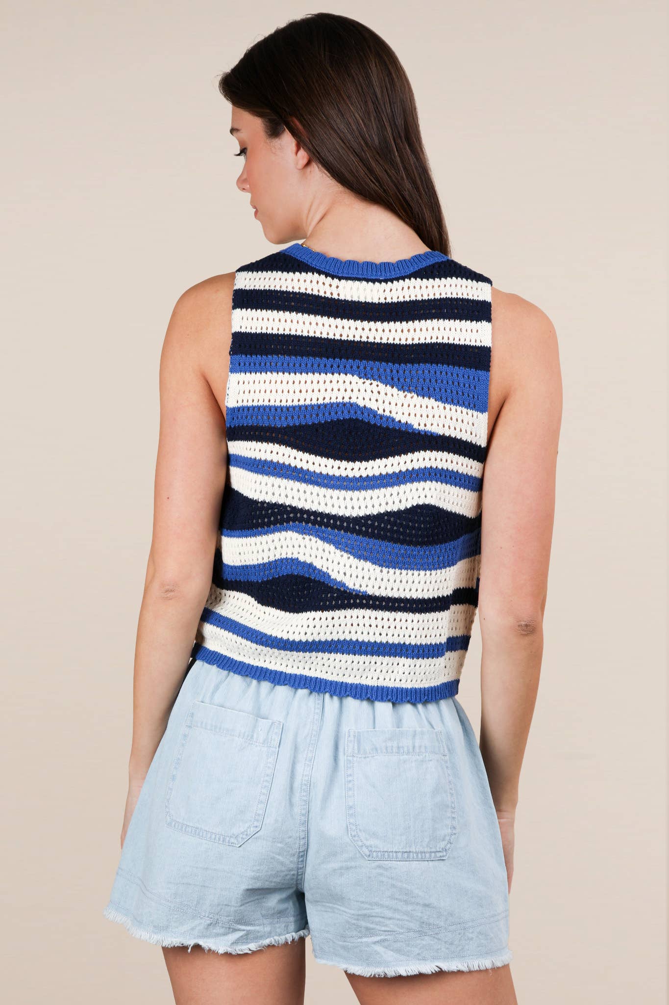 Stripe Knit Crop Sweater Top