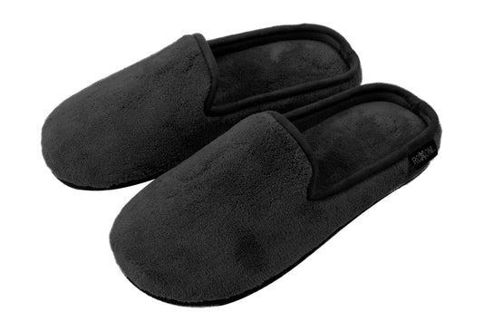 Roxoni Men's Slippers Terry Slip On Clog: Black / 13