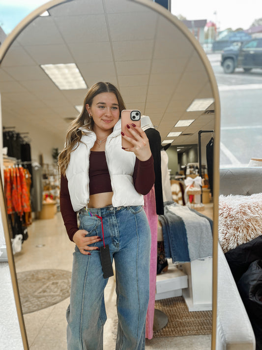 Scoop Neck Knit Crop - Maroon