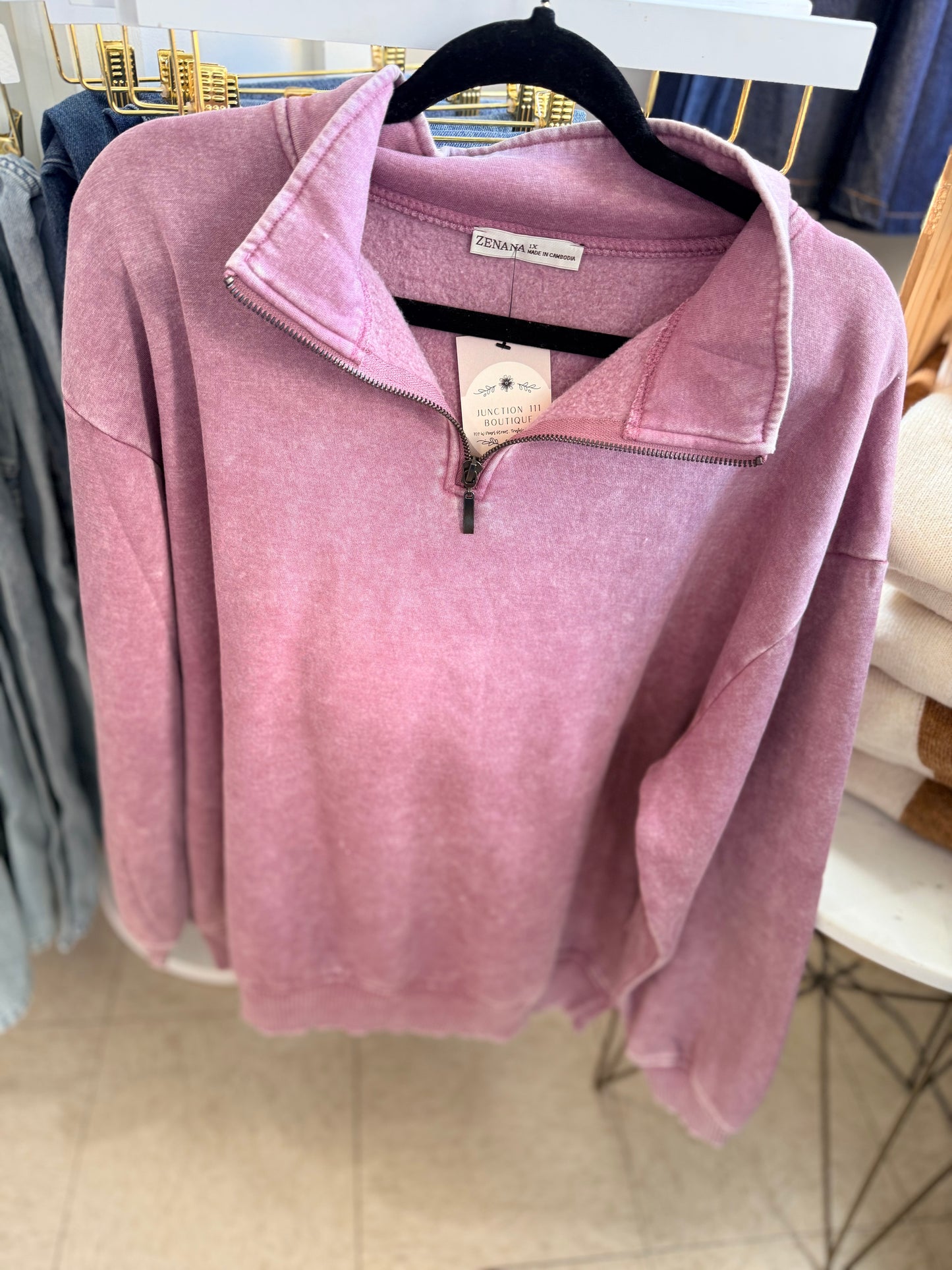 Mauve quarter zip