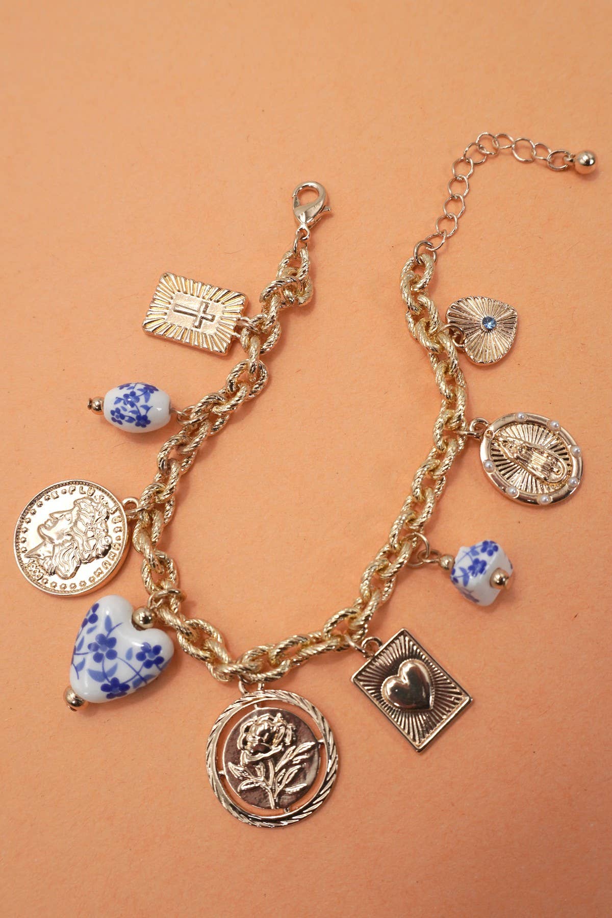 BLUE CERAMIC PORCELAIN COIN: Gold