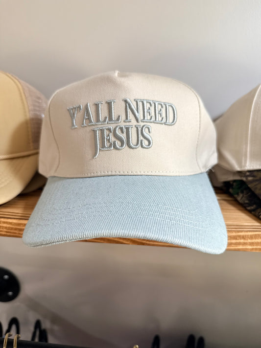 Y’all Need Jesus - Light Blue Bill