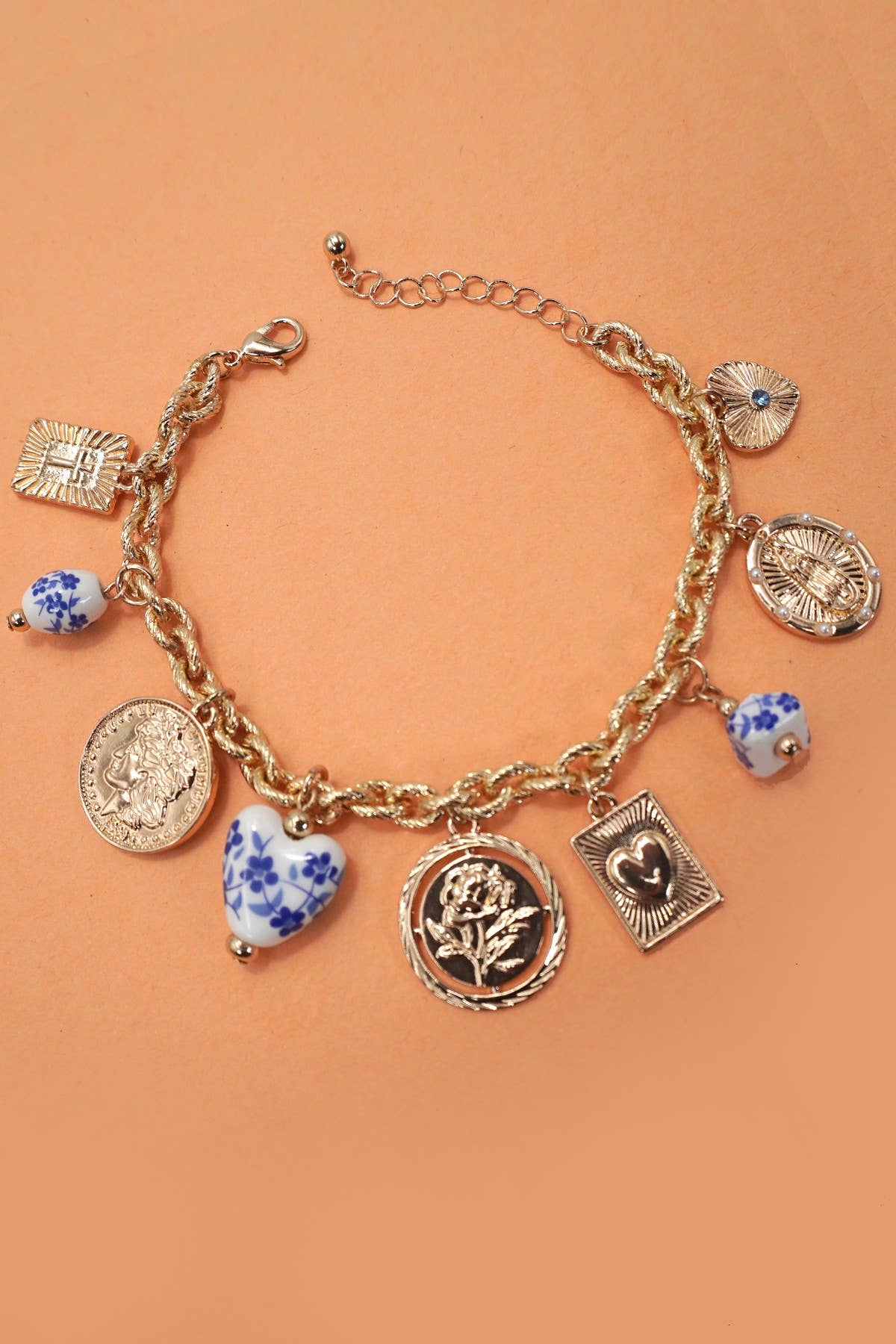BLUE CERAMIC PORCELAIN COIN: Gold