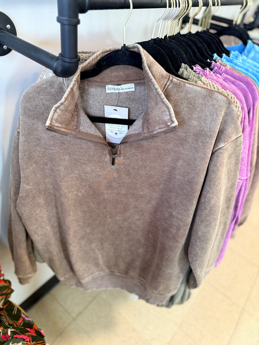 Brown quarter zip