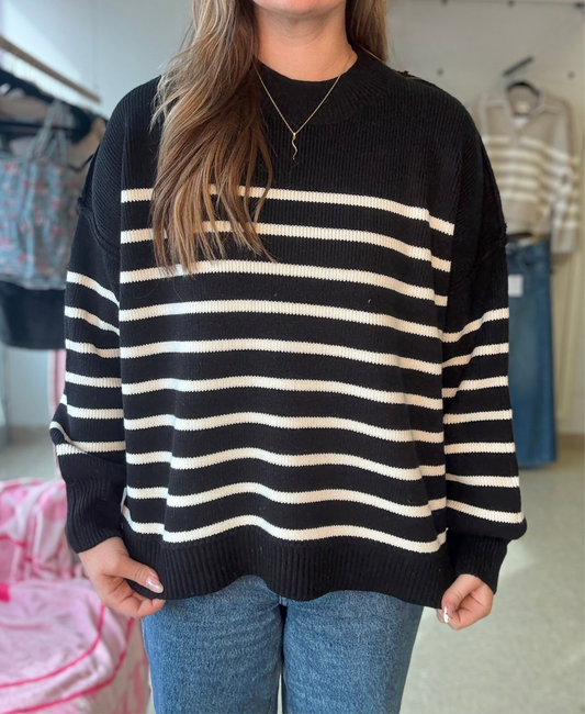 Midnight Stripe – Falling Lines Striped Sweater